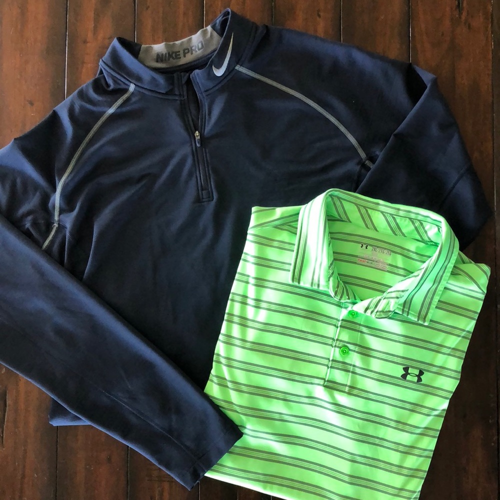 Nike Pro Dri-fit 3/4 zip & UA Polo